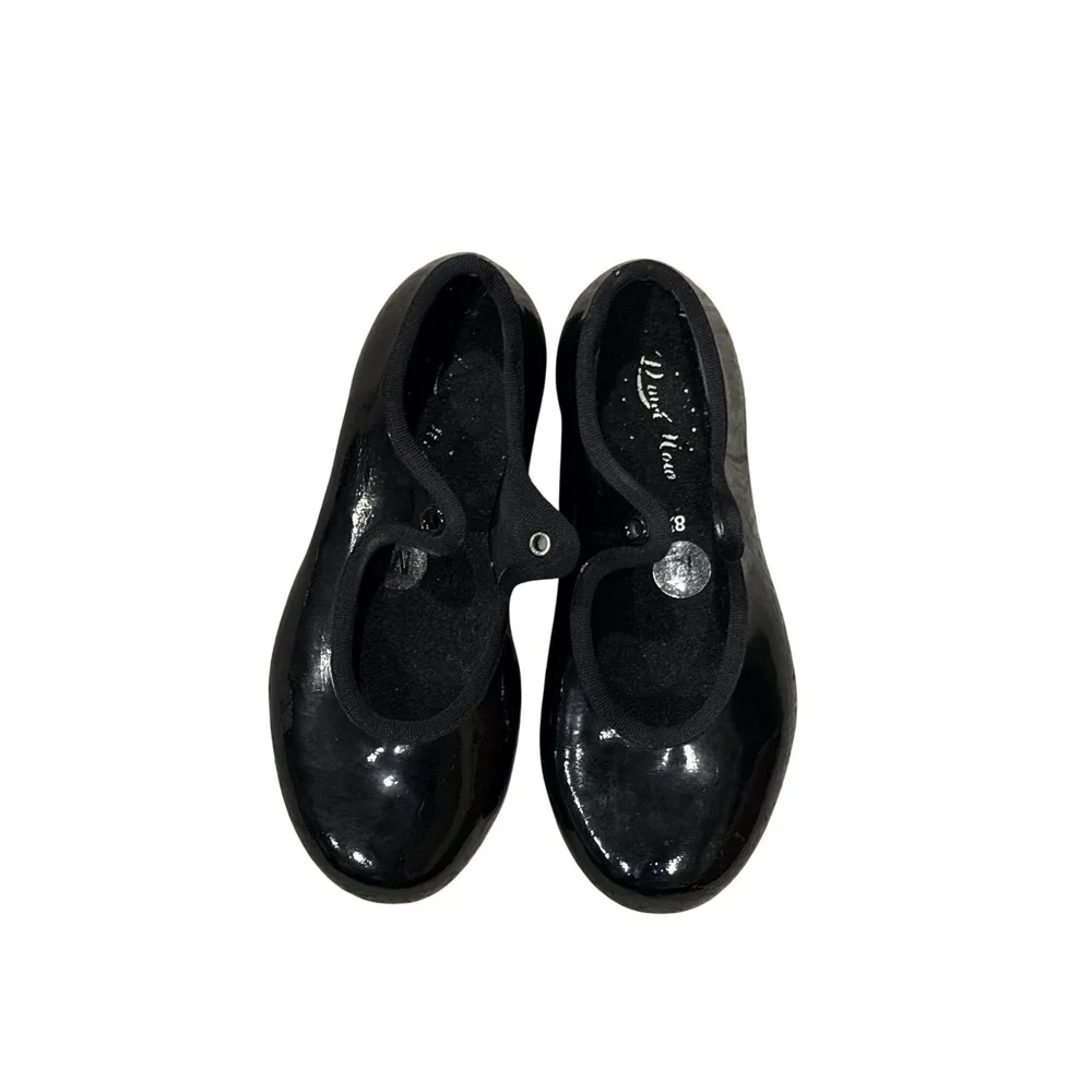 Dance Now Kids Black Patent Mary Jane Tap Shoes Bloch Techno Tap 8.5 M DN3720G